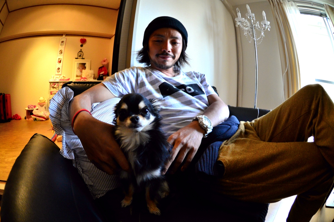 Hiroshi and Festival his dog. 