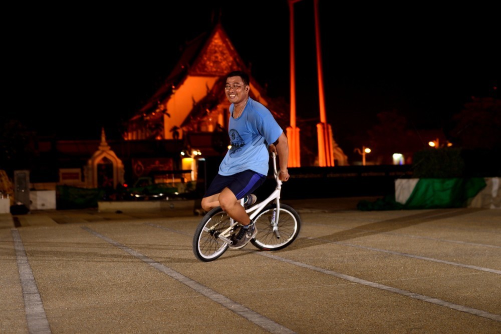 This dude had so much fun riding his bike, I don' think he speaks a word of English.